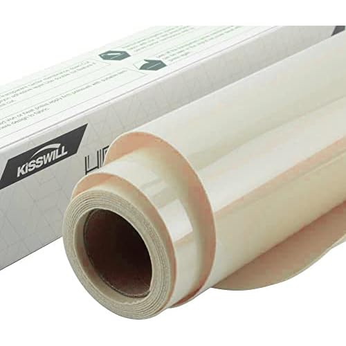 KISSWILL Flock Heat Transfer Vinyl - 10" x 48" Cream Iron on HTV Vinyl for T Shirts, Fabrics and Hats - Off-White