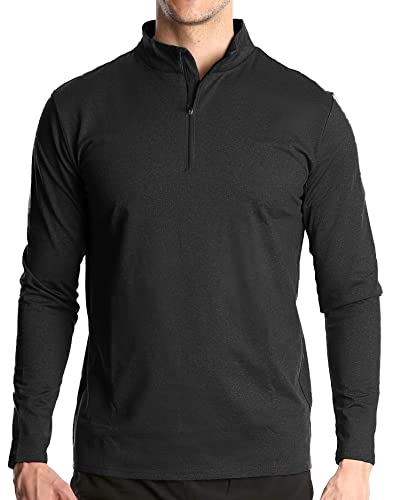 T-shirt de sport anti-transpiration homme manches longues zippé pour gym et trail