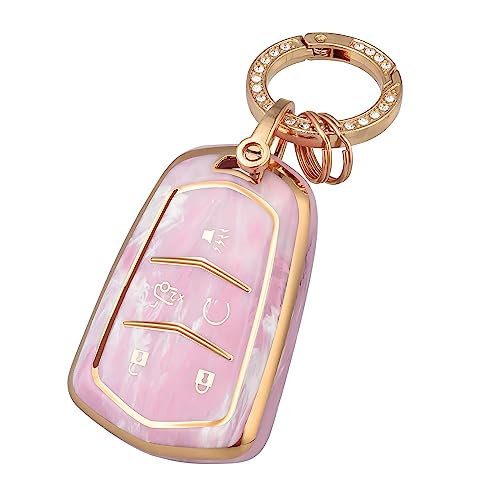 OFFCURVE for Cadillac Key Fob Cover with Keychain, Soft TPU
