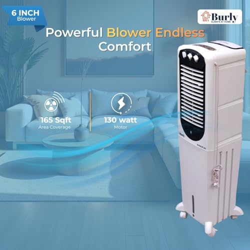Image of BHABURLY Amaze 50L Tower Air Cooler for Home | 6-Inch High-Speed Blower | 1400 CMH Air Delivery | Honeycomb Cooling Pads | 1350 RPM Motor | 1-Year Warranty | Elegant Design