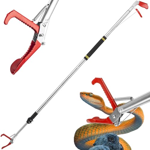 Image of Snake Grabber Tool, 66 inch Snake Tongs Removal Professional Collapsible Rattlesnake Reptile Grabber Long Reach Grabber Heavy Duty Wide Jaw Handling Tool with Lock Non-Slip Foam Grip