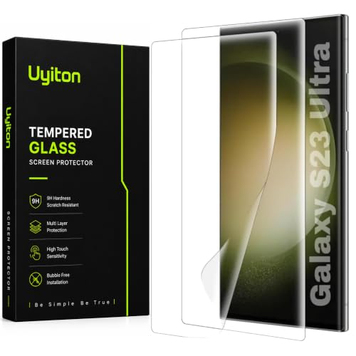Image of Uyiton 2 Pack Screen Protector for Samsung Galaxy S23 Ultra & S22 Ultra (6.8-inch Curved Display) | HD Clear Flexible Film | Bubble-Free Easy Installation | Scratch Resistant | Case Friendly