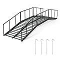 OLBRUS Metal Garden Bridge 8 FT with 4 Ground Stakes, 770 lbs Capacity Black Powder Coated Footbridge for Backyard, Lawn, Creek, Stream & Garden Decor