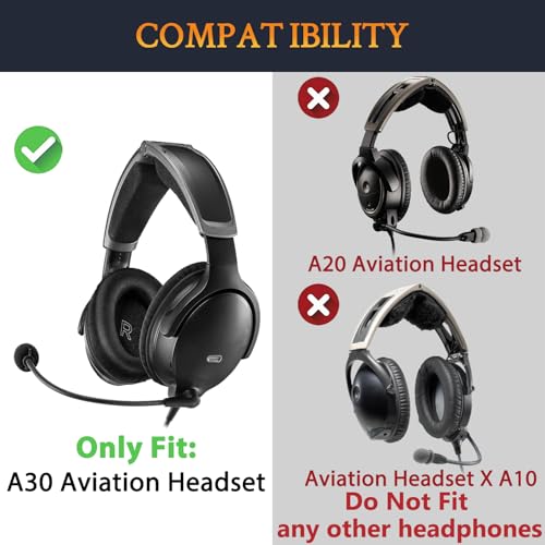 Almohadillas de reemplazo SOULWIT para auriculares Bose A30 Aviation, cojines para oreja con cuero proteico suave y espuma de alta densidad para aislamiento de ruido - Negro miniatura 2