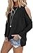 Kuraki Women's Cold Shoulder Long Sleeve Jersey Tops Sweater Shirt medium black