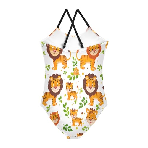 Cute Lovely Tiger Girls One-Piece Swimsuit Beach Bathing Suit2