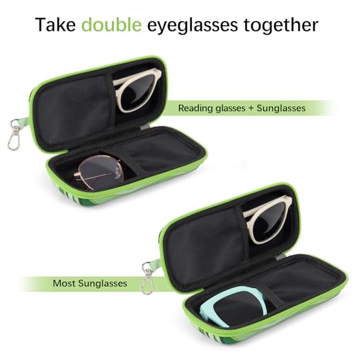 Image of Double Eyeglasses Case Hard Shell Dual Sunglasses Organizer with Zipper Closure Travel Eyewear Storage for Vehicle