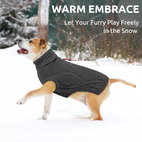 Queenmore Hundepullover mittelgroße Hunde, warm und bequem, Stretch Strickpullover für Dackel, Bichon Frisé, Mops, Jack Russell Terrier, Greyhound, Boston Terrier (Grau, M)