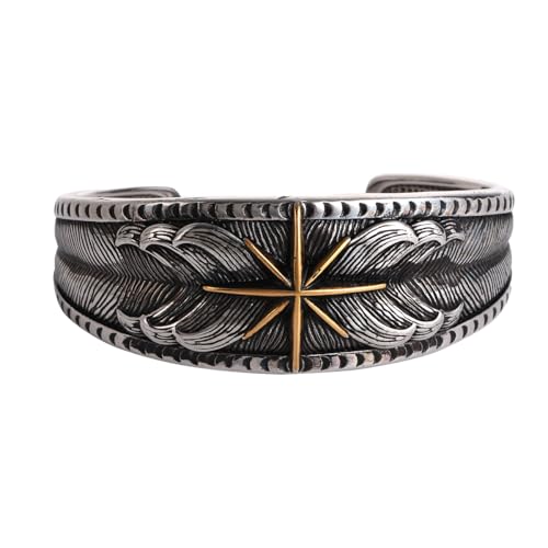 TURTLEDOVE Viking Compass Cuff Bracelet, Stainless Steel North Star Cuff Bangle, Vintage Nautical Jewelry for Men