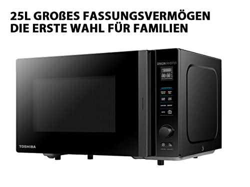 Toshiba MV-TC25T(BK) 4-in-1-Mikrowellenherd mit Heißluftfritteuse, Origin-Inverter-Technologie, leicht zu reinigendem Emaille-Innenraum, 25 L, 2100 W, Schwarz – Bild 8