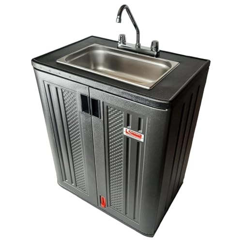 Portable Sink Hand Wash Station - Single Basin Hand Washing Station with Hot & Cold Water - Portable Sink for Washing Hands, Portable Vendor Sink For Food Trucks, Concession stands or Commercial Use