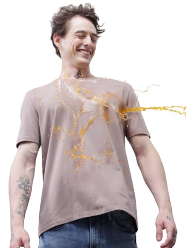 Image of TURMS Men's Casual Solid Round Neck T-Shirt, Odor Control, Stretchable & Breathable, Cotton Rich Fabric, Half Sleeve
