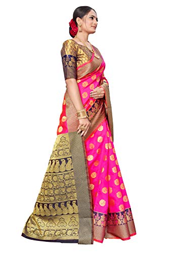 Image of AKHILAM Women's Kanjivaram banarasi silk Woven Design Saree With Unstitched Blouse Piece Saree With Un-Stiched Blouse
