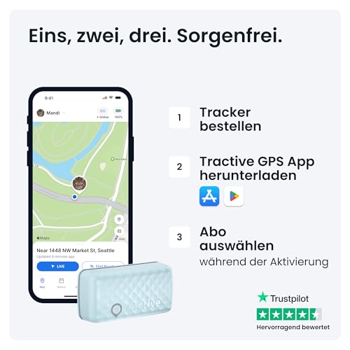 Tractive CAT Mini GPS Tracker für Katzen | Marktführer | Live-Ortung | Positionsverlauf | Gesundheitswarnungen | Aktivitätstracking | Halsband inkludiert | Abo Erforderlich (Mint)