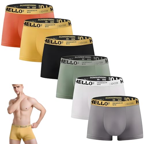 Consejos para Comprar Hombre en Boxer en Casa favoritos de las personas. 42 Moderno Bóxer para Hombre, 6 Piezas Ropa Interior de Algodón Clásico, Tela Transpirable Ultra Suaves Bóxer Hombre, Boxer Brief Clásica (XX-Grande, 6 Colores)