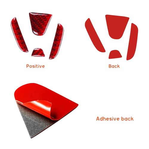 Image of Bilisin Compatible with Rear Tailgate Insert Emblem Logo Carbon Fiber Emblem Badge Decal Cover Trim with Strong Adhesive for Honda CRV 2012-2017 Red