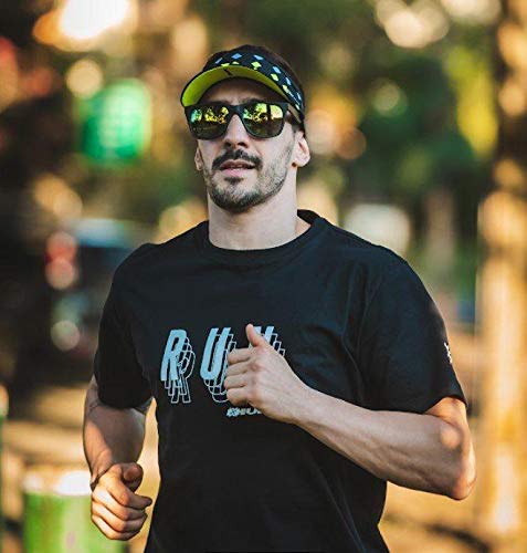 Viseira para Corrida Hupi Trento, Cor: Preto/amarelo, Tamanho: Único