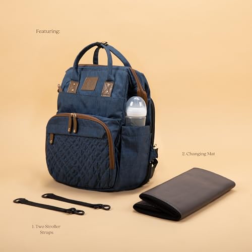 Image of abracadabra Diaper Bag with Changing Station For Mother, Maternity Bag for Newborn Baby, Waterproof and Multipurpose, (38 x 28 x 22 cm) - Blue