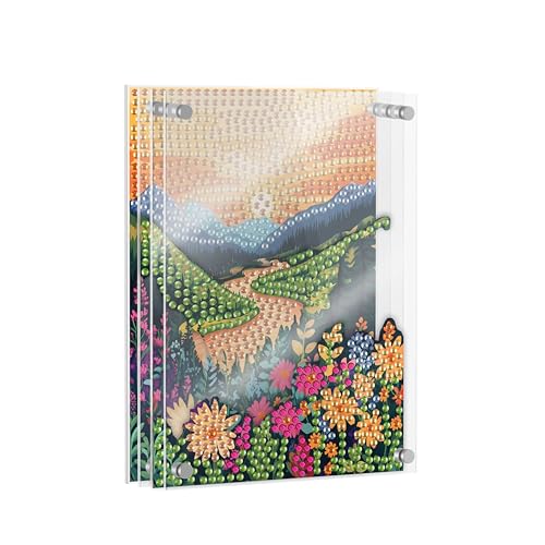 SKRYUIE DIY Acrylayers Diamond Art Kits for Adults, Landscape Multi-Layer Acrylic Diamond Painting Kits, 4-Layered Magnetic Stand-Up Tabletop Decor, Unique Multi-Dimensional Craft Gift 4x6 Inch A20