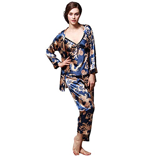 Image of ZUEVI Men's Kimono Robe Silk Satin Long Sleeve Spa Bathrobe Lightweight Soft Silky Pajamas Robes