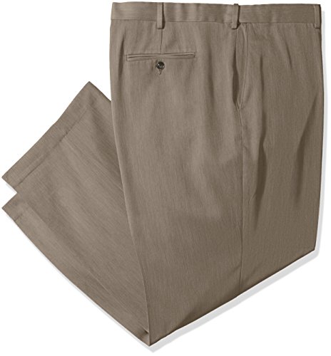 Savane Men's Flat Front Micro Melange Dress Pant, Taupe, 32W x 30L
