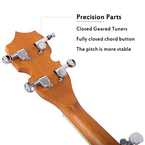 Mulucky 5 String Banjo Mini - 28 Inch Travel Banjo Sapele Body Closed Solid Back Beginner Kit With Gig Bag Picks Strings Strap - B806 #TOP4
