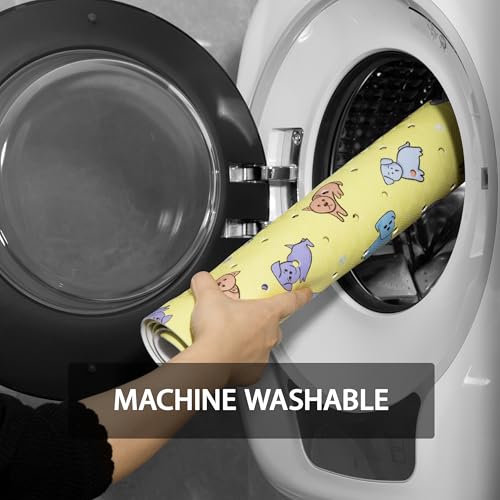 Image of YINENN Bath and Shower Safety Mats 40x16 inch, Non Slip with Suction Cups for Bathroom Stall and Tub Floor, Extra Large and Machine Washable, Drain Holes Keep Bathtub Clean, Colored Dogs