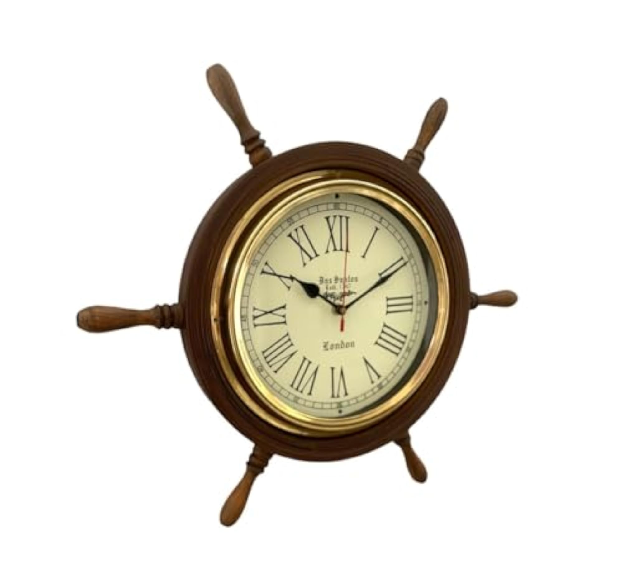 Quality Step Packers Wooden Ship Wheel Clock