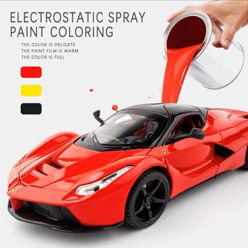 Image of 1:22 La Ferrari RAFA Toy Car Model for Kids Pull Back Diecast Car with Sound Light & Openable Doors Zinc Alloy Metal Sports Vehicle Boys Girls Gift (Yellow)