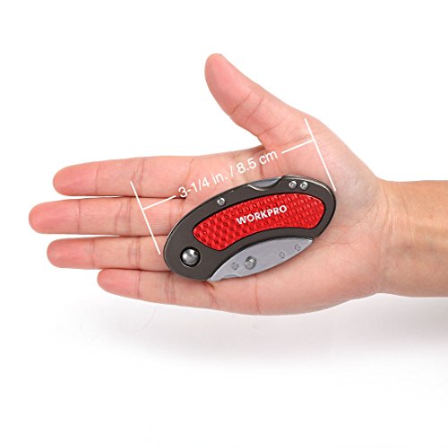 Workpro Folding Utility Knife Set Quick Change Blade, Back-Lock Mechanism 3-Piece With 10-Piece Extra Blades #TOP2