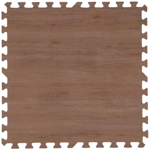 ニトリ 弾力に優れている 木目調 パズルマット VN01 4枚入り ダークブラウン NITORI 2116100000432