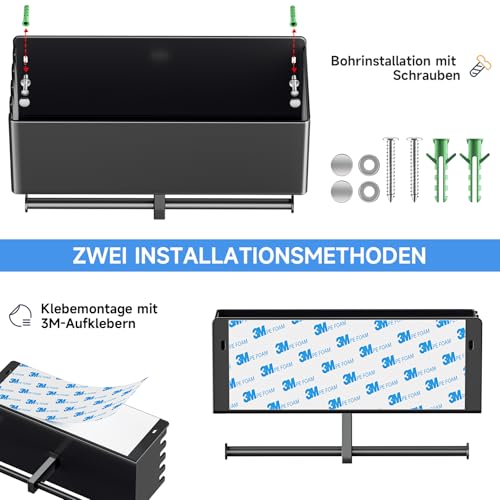 YYBO Hundegarderobe mit ablage, Hundeleinen Halterung Wand, Hunde Garderobe für Hundezubehör Hundeleine, Hundespielzeug & Halsband Aufbewahrung, Metall Schlüsselbrett (Schwarz)