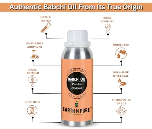 Image of Earth N Pure Babchi Oil (Psoralea Corylifolia) | Cold pressed and Undiluted For Skin, Pigmentation, Vitiligo & Uneven Skin Tone - 250ML