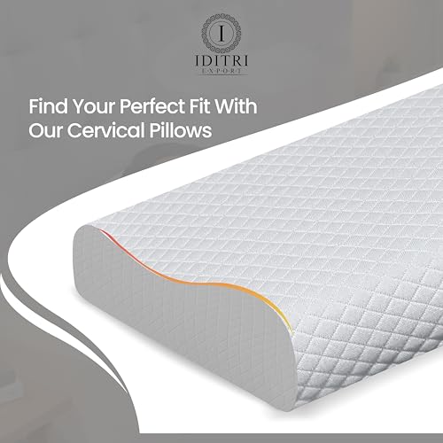 Image of Ergonomic Cervical Pillow, Memory Foam Contour for Sleeping Neck and Shoulder Pain Relief, Breathable Grey Jacquard Cover, 60 x 35 x 12 cm Orthopedic Therapy Bedding Support Item