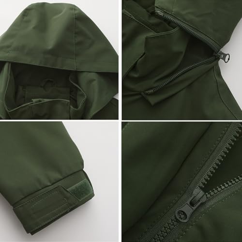 Chaqueta impermeable larga mujer rompevientos transpirable contra lluvia y frío 4