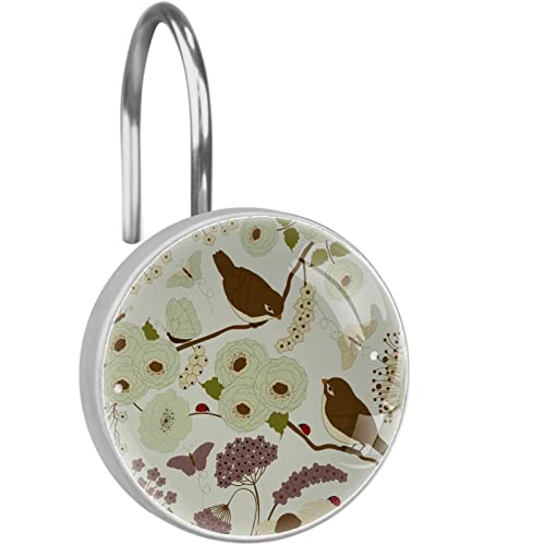Crochets de rideau de douche en acier inoxydable durable motif papillon chic - 2