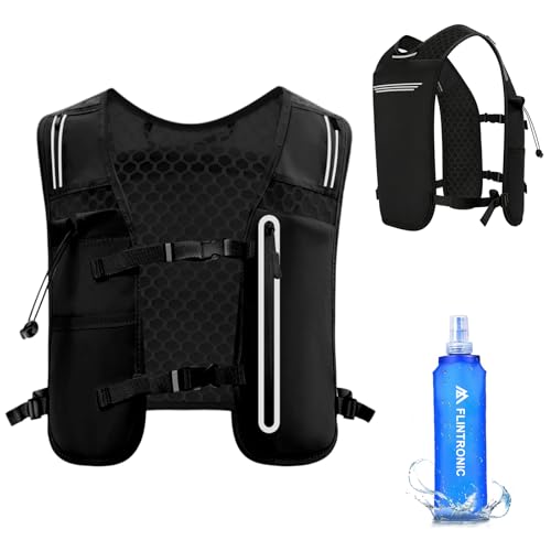 Flintronic Hidratacion Trail Running, Mochila Ciclismo con Agua de 500ml, Transpirable Mochila Hidratación para Exteriores, Montaña, Senderismo (Negro)