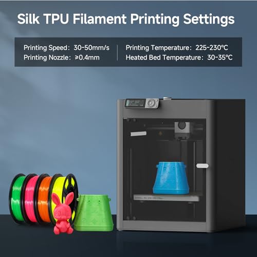 Image of Reprapper Silk TPU Filament, 95A Shore Hardness TPU 1.75mm Bundle, Elastic 3D Printer Filament Pack, Flexible & Soft Filament for 3D Printer (± 0.03mm) 4 * 250G, Yellow /Pink /Green /Orange