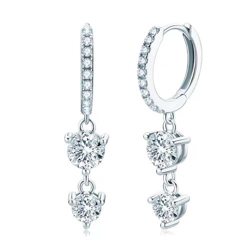 Boucles d'oreilles moissanite en argent sterling brillant pour femme élégante