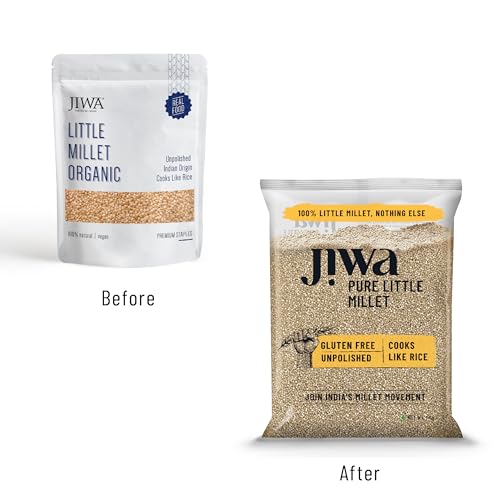Image of Jiwa Pure Little Millet | Unpolished | Cooks In 15 Minutes | Positive Millet | Kutki /Samai /Same /Samulu Seeds | Ancient Grain | Low GI | Gluten Free | 1 Kg (Pack of 2)