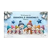 3D Effect Snowy Christmas Snowman Welcome To Grandma Grandpa House -...