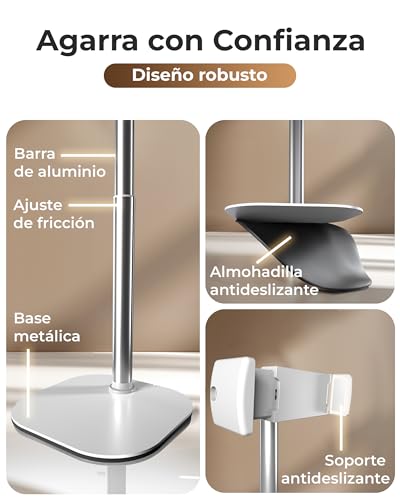 COOPER ChatStand, Soporte Movil Mesa Ajustable para Grabar, Tripode Movil Videos, Soporte Telemovel Mesa, Tripe Telemovel, Tripode para iPhone et Samsung et Android (Blanco Escarcha) - imagen 4