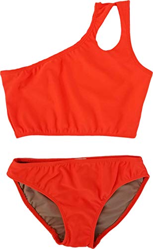 Image of Cheryl Creations Kids Girl's Black Cute & Comfortable Two Piece One Shoulder Bathing Suit Bikini | Swimsuit