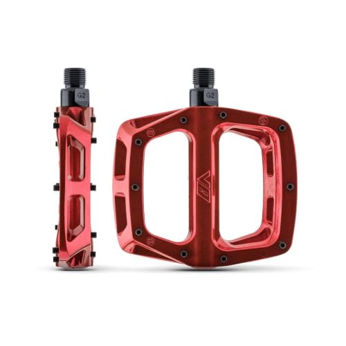 Image of DMR V8 V2 Flat wide Mountain MTB bike Flattie Freeride pedals - Electric Red