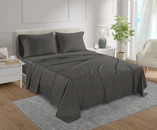 Queen Sheet Set For Queen Size Bed, Egyptian Cotton Sheets Queen Size With Bedding Sheets & Pillowcases. 800 TC Queen Bedding Hotel Sheets With Deep Pocket Queen Sheets (Fits Upto 18″) – Charcoal