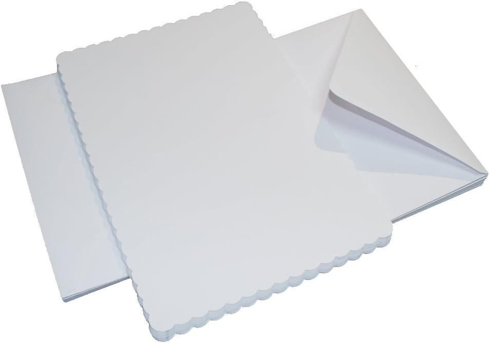 Craft UK838 C5 Scalloped Card and Envelope pack of 25 - White,21 cm