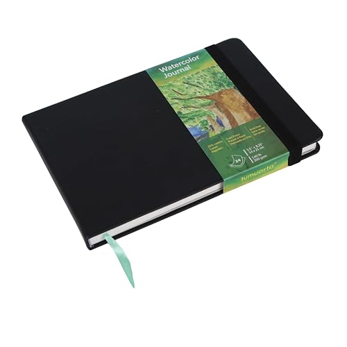 Image of tumuarta Watercolor Paper Mix Media Pad,140 LB, 300 GSM, 8.25x5.5 | Cotton Paper, Cold Press, 24 Sheets, 48 Pages, Watercolor Jounal Sketchbooks For Use As Travel Notebook and Mixed Media Pad