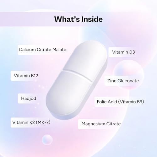 Image of Tata 1mg Calcium Magnesium Zinc Tablets | With Vitamin D3 600 IU, K2-7, B12 & Folic Acid | Hadjod & Black Pepper Extract | Bone & Joint Support Supplement for Adults | 60 Tablets