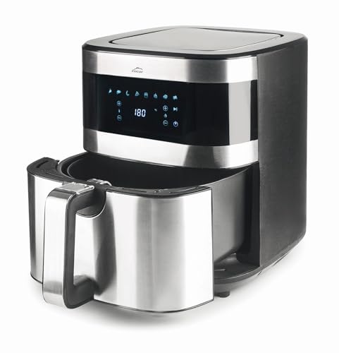 Lacor - 69511 - Ecofry Ölfreie Fritteuse, Heißluftfritteuse mit TotalCook-Technologie, Heißluftfritteuse mit exklusivem Rezeptbuch in 3 Sprachen, Touchscreen, 8 Programme, 1500 W, Kapazität 5.5L