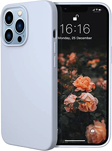 Image of Elzzi Microfiber Candy Case Compatible for iPhone 13 Pro 6.1 inch, Shockproof Slim Back Cover Liquid Silicone Case - Siera Blue